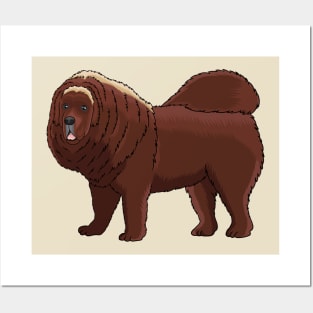 Tibetan Mastiff dog cartoon illustration Posters and Art